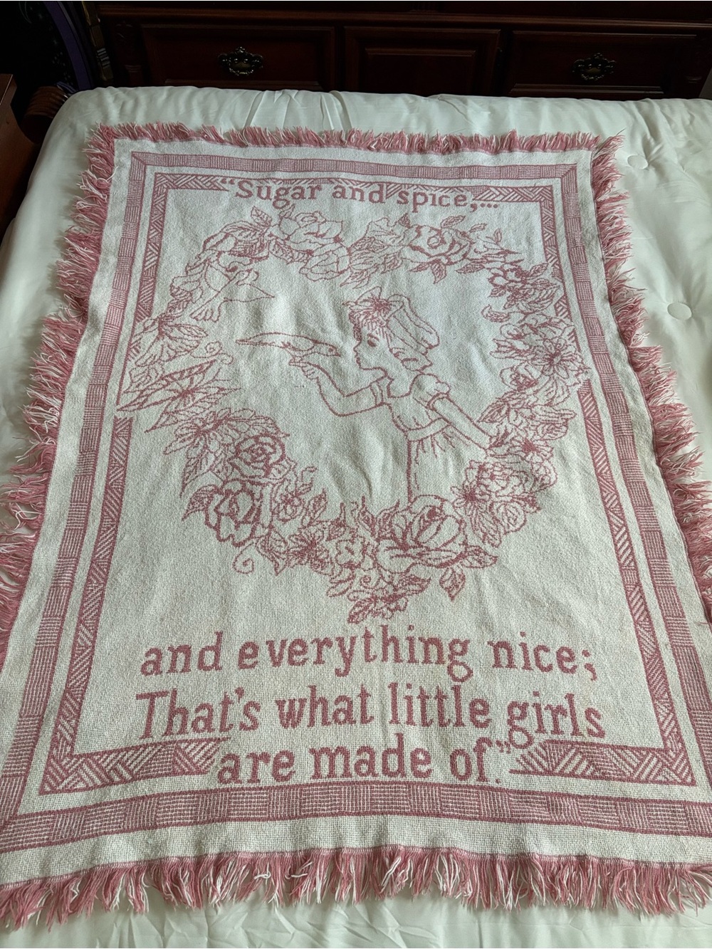 Sugar and Spice Pink Woven Throw Blanket